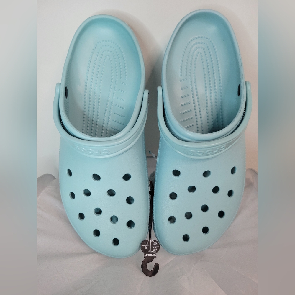 New Crocs 10001-4SS Light Blue Teal Sandals Classic Clogs Water Shoes 15